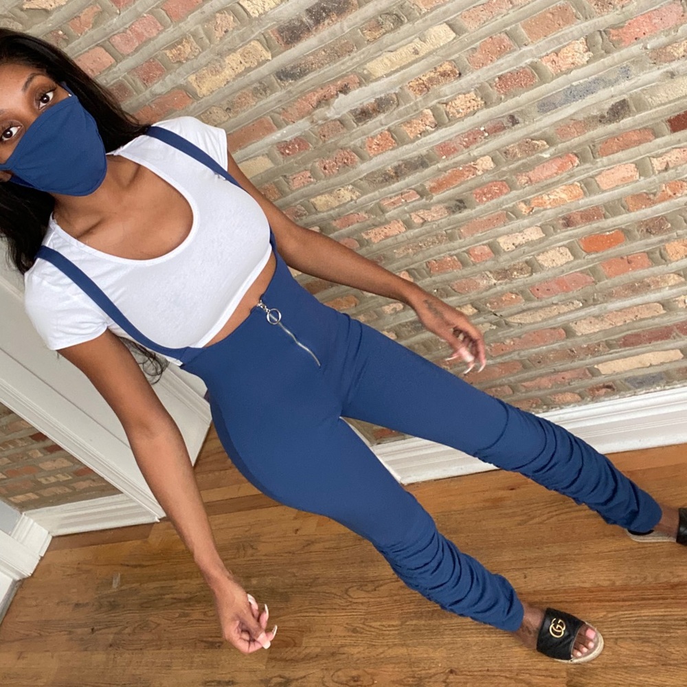 Two piece pants suit high waisted